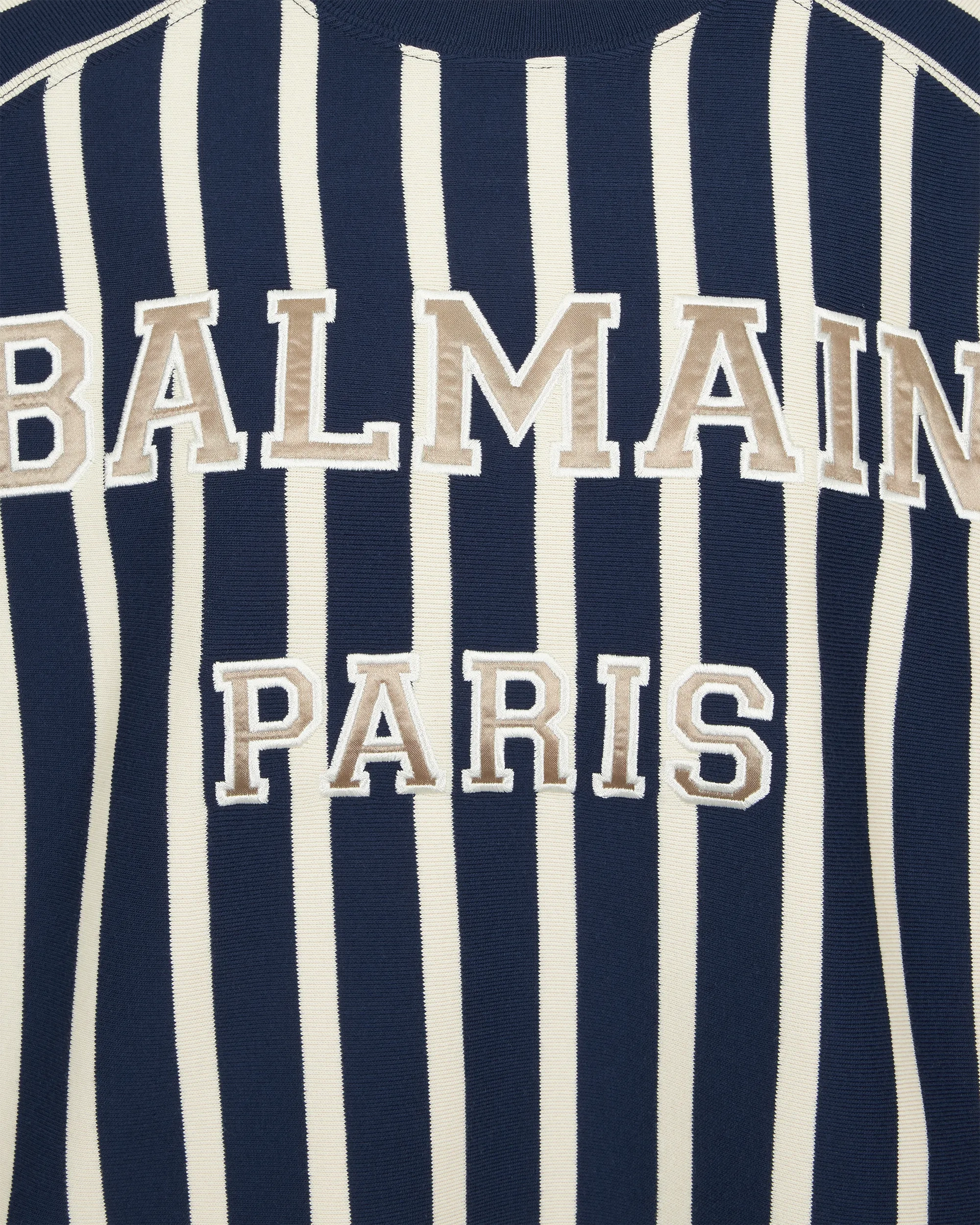 Cropped Striped Balmain Baseball T-Shirt