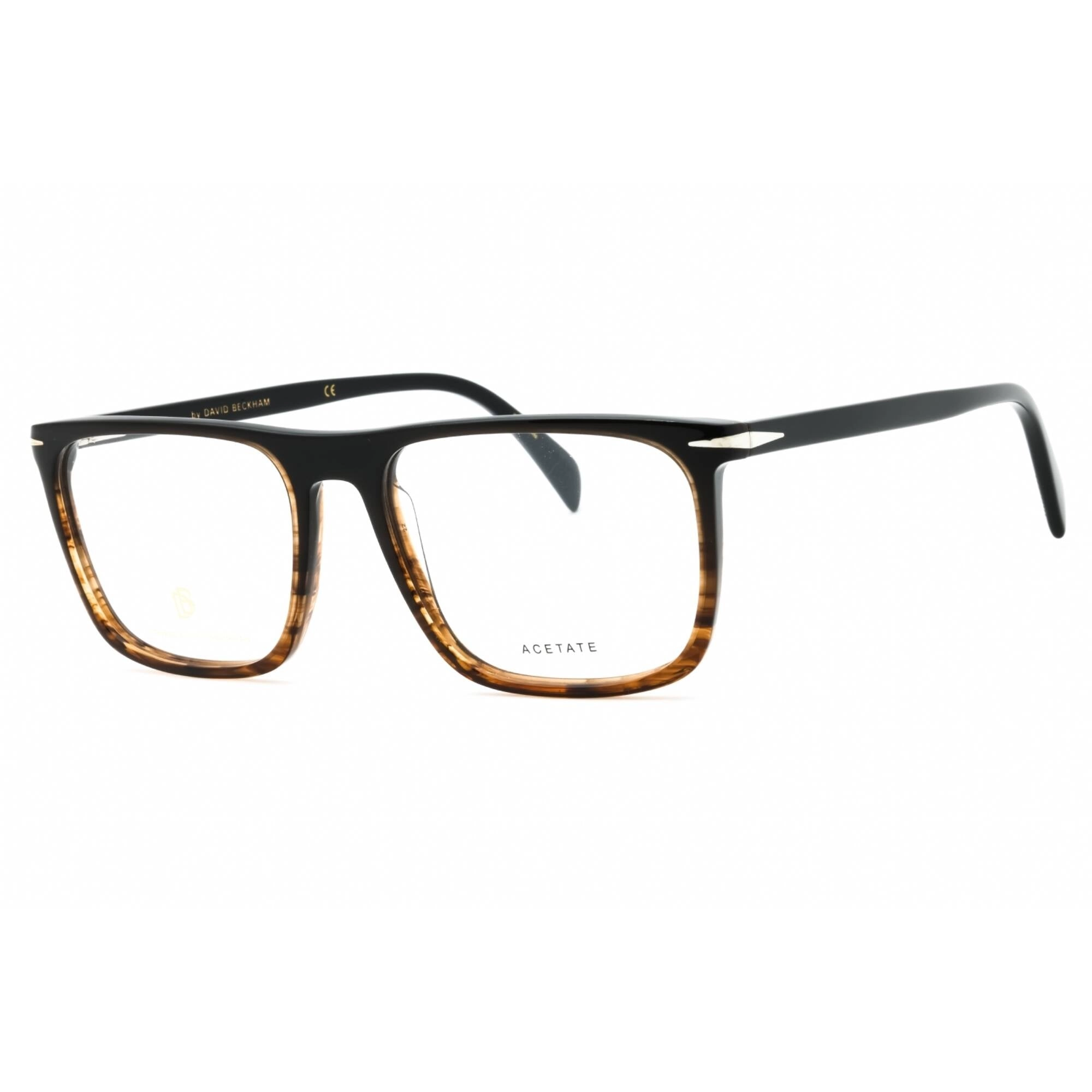 David Beckham Men's Eyeglasses - Brown Striped Havana Full Rim Frame | DB 1108 0Z15 00