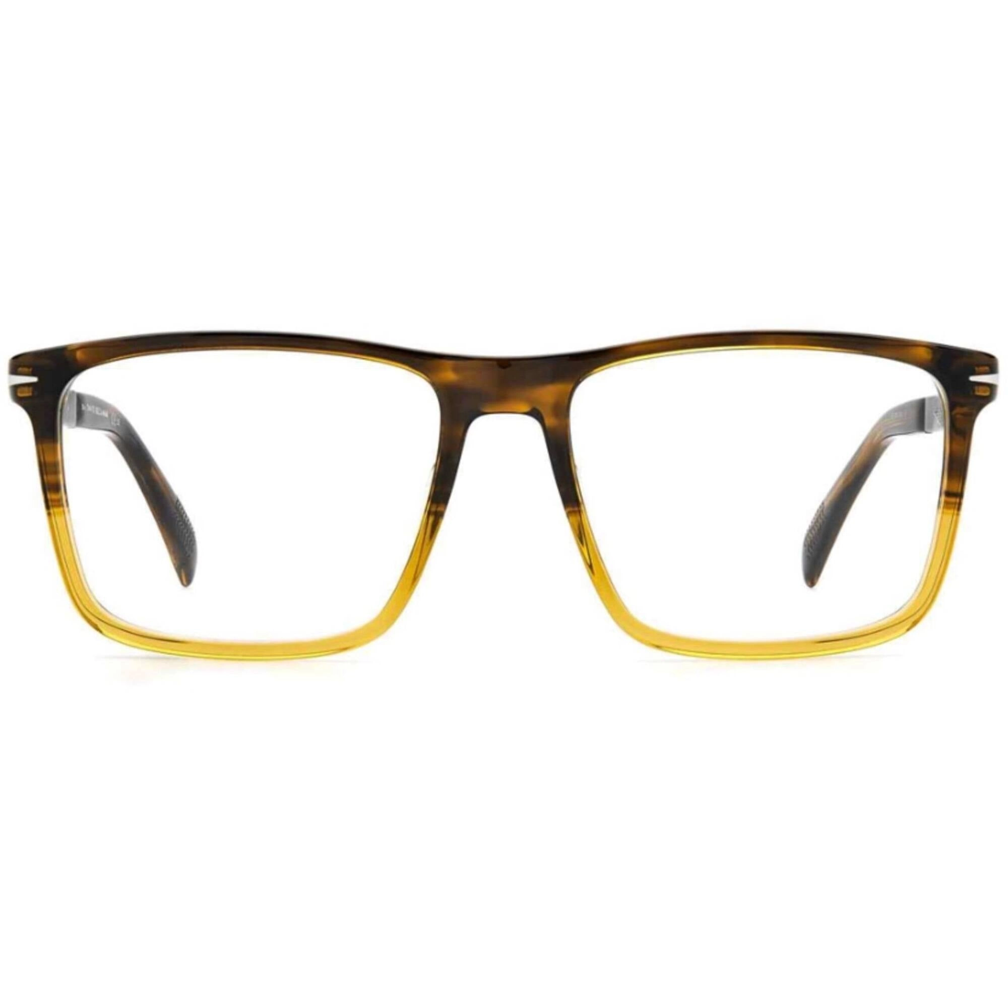 David Beckham Men's Eyeglasses - Striped Brown/Ruthenium Square Frame | DB 1094 06KM