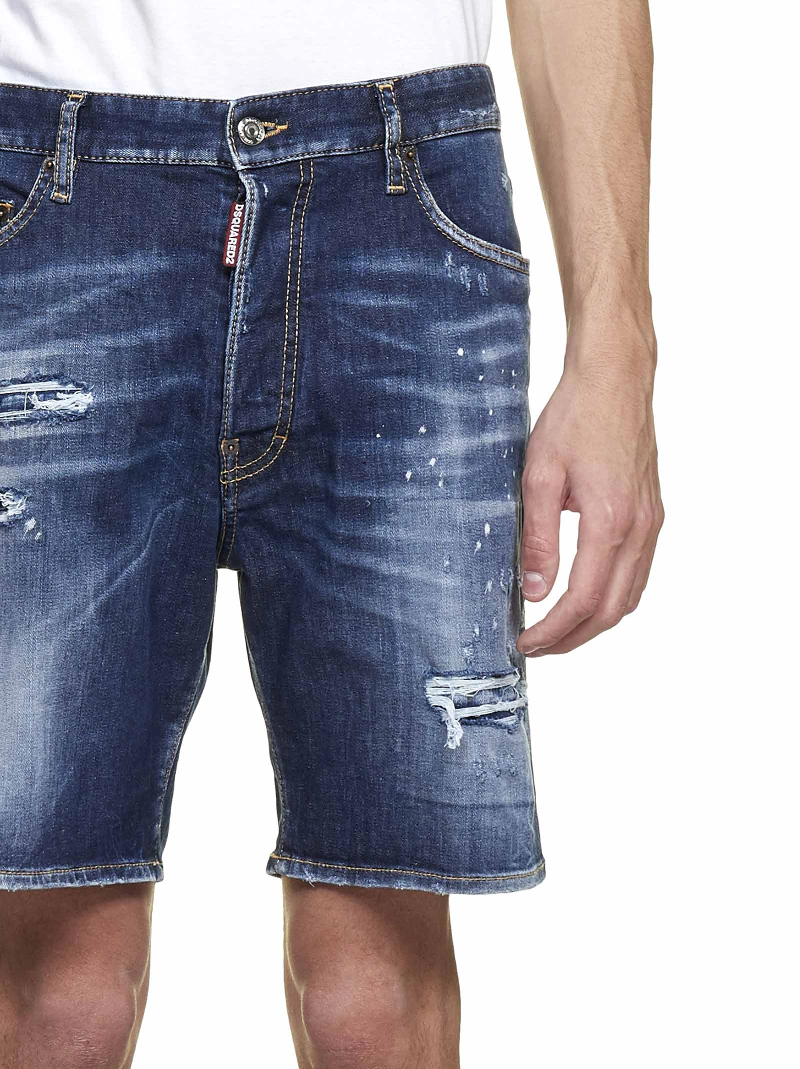 Dsquared2 Distressed Effect Denim Shorts