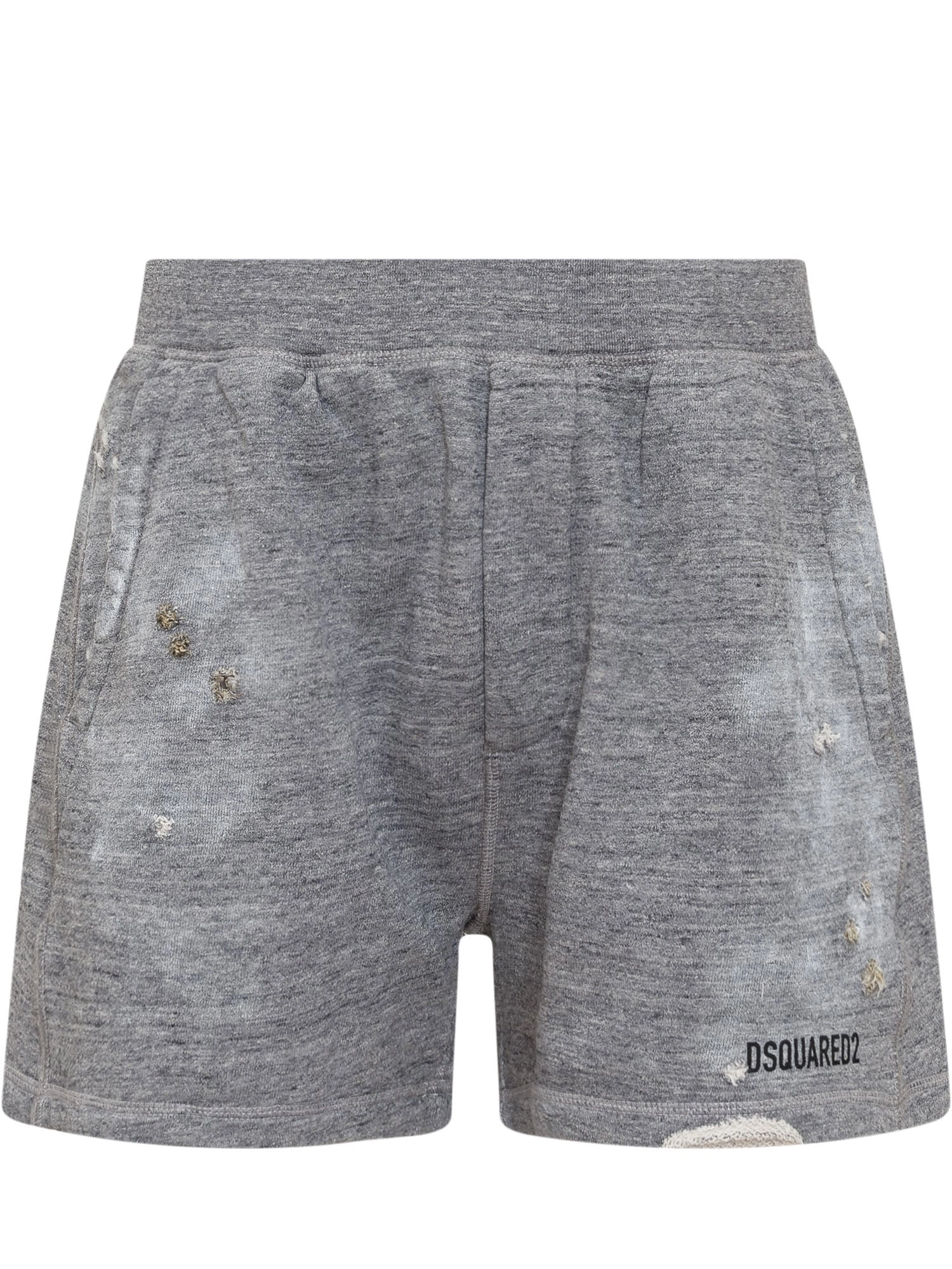 Dsquared2 Logo Print Distressed Shorts