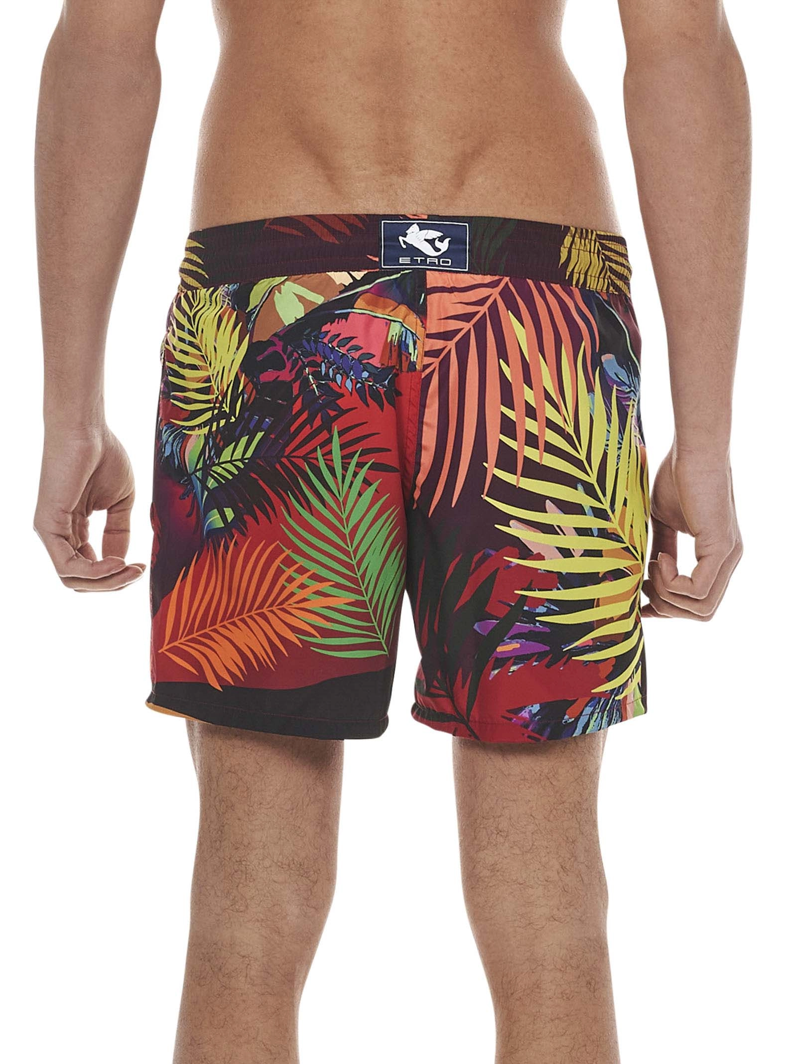 Etro Graphic Print Logo Patch Swim Shorts