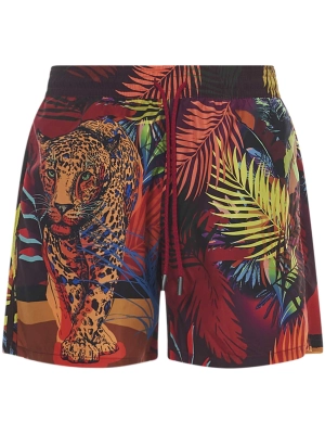 Etro Graphic Print Logo Patch Swim Shorts
