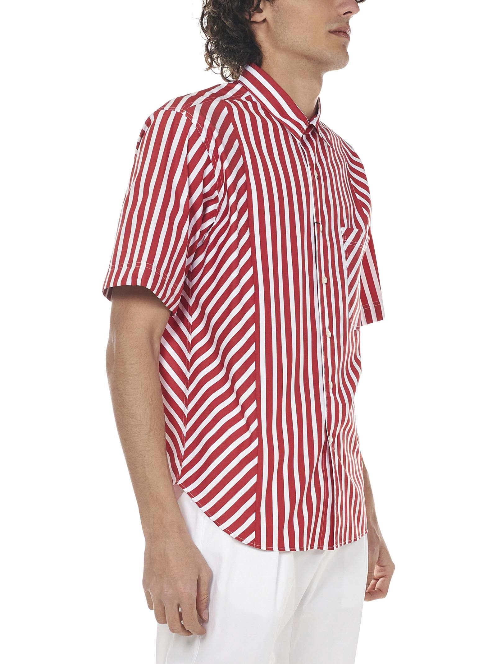 Etro Logo Embroidered Panelled Striped Short Sleeve Shirt