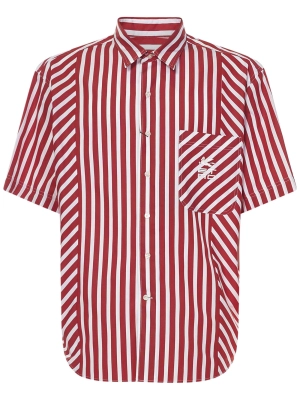 Etro Logo Embroidered Panelled Striped Short Sleeve Shirt