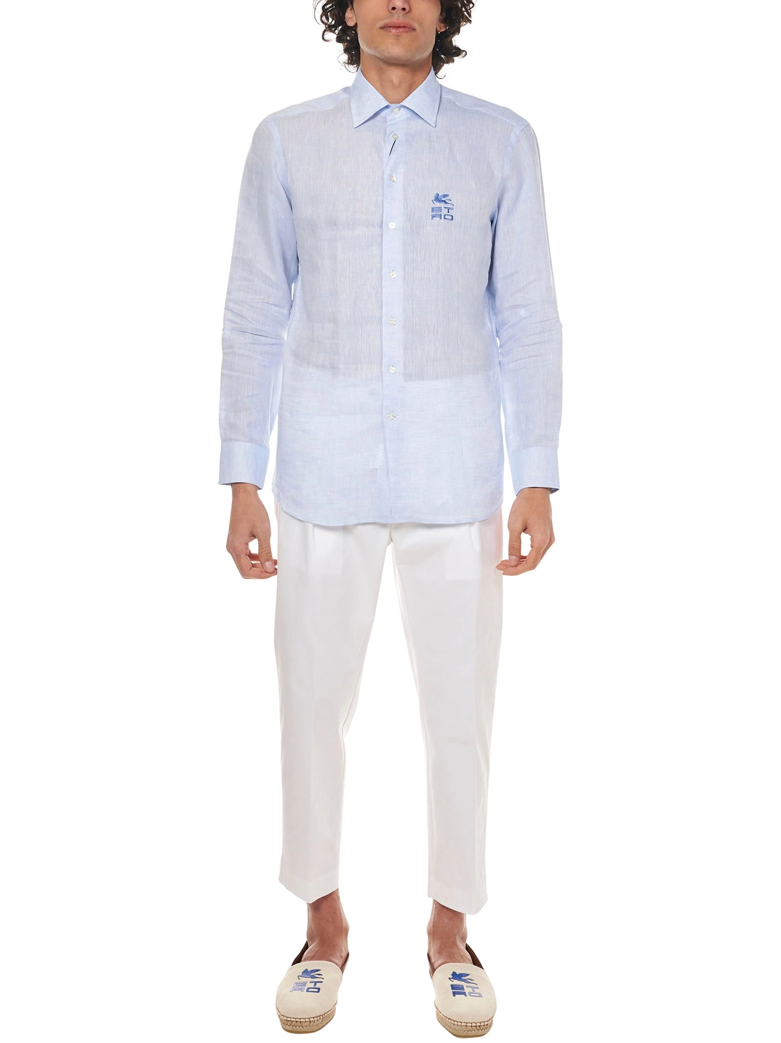 Etro Long-Sleeve Logo Embroidered Shirt