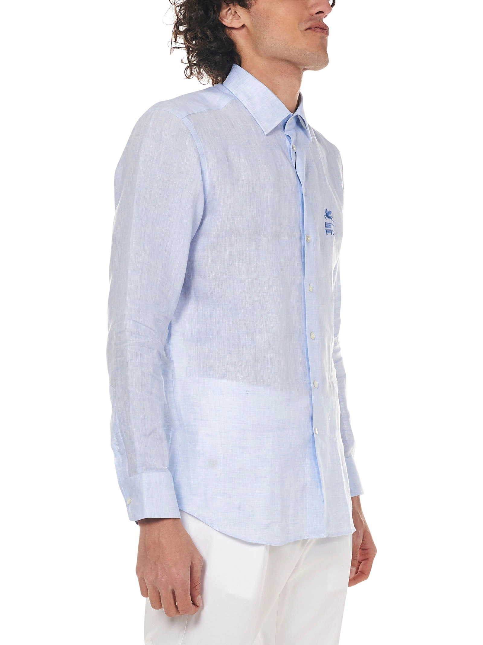 Etro Long-Sleeve Logo Embroidered Shirt