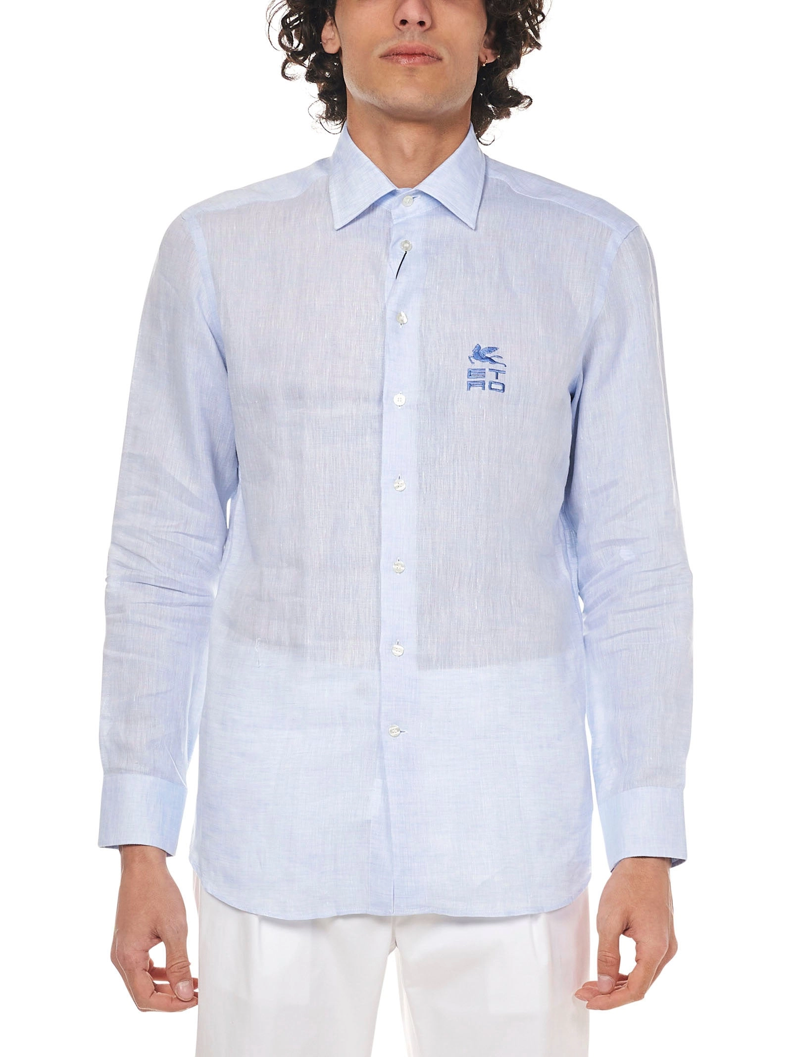 Etro Long-Sleeve Logo Embroidered Shirt