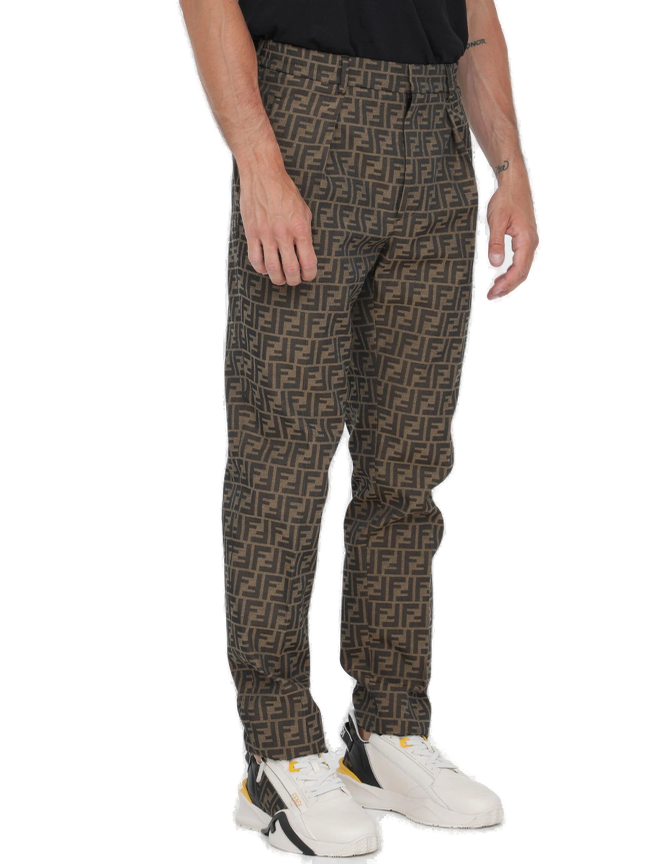 Fendi All-Over Monogram Pleated Pants