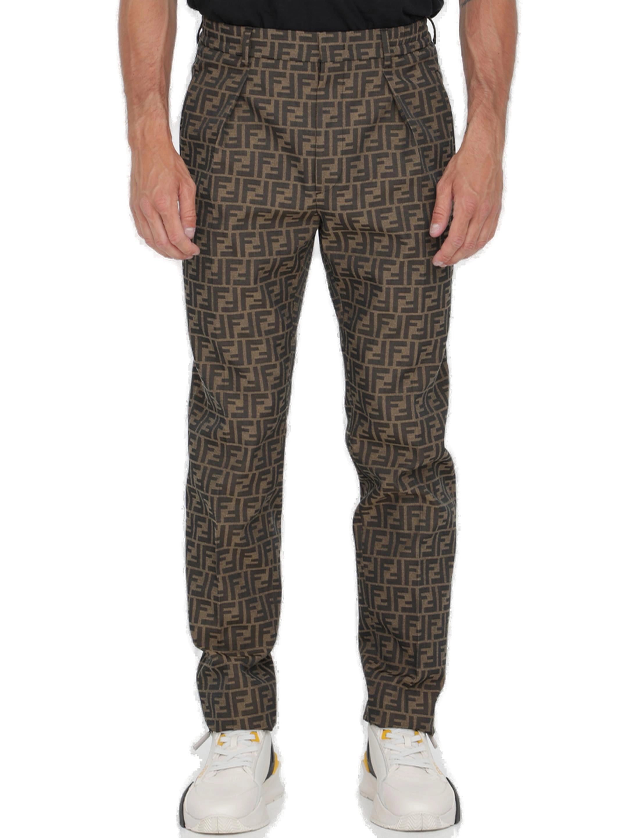 Fendi All-Over Monogram Pleated Pants