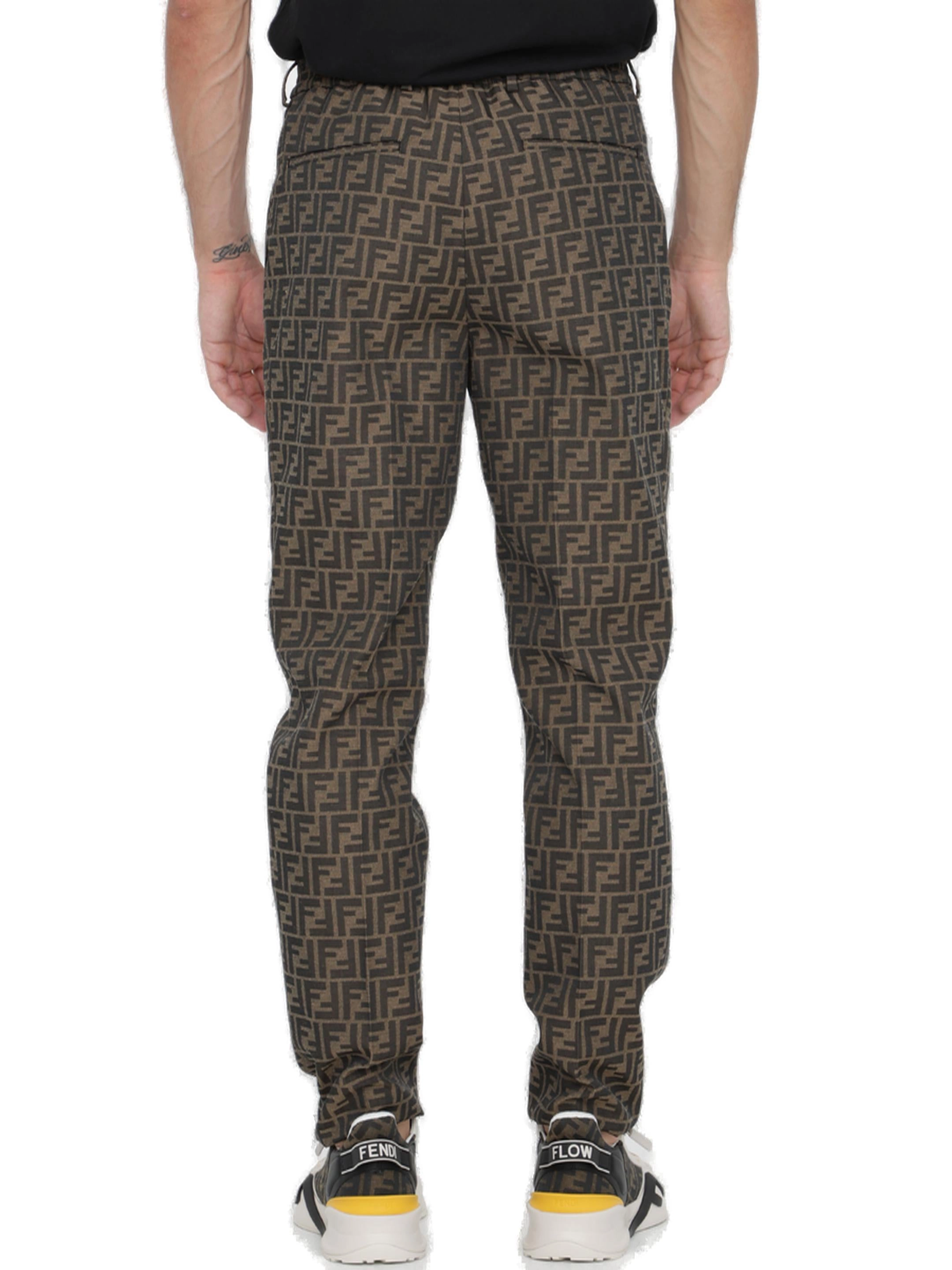 Fendi All-Over Monogram Pleated Pants