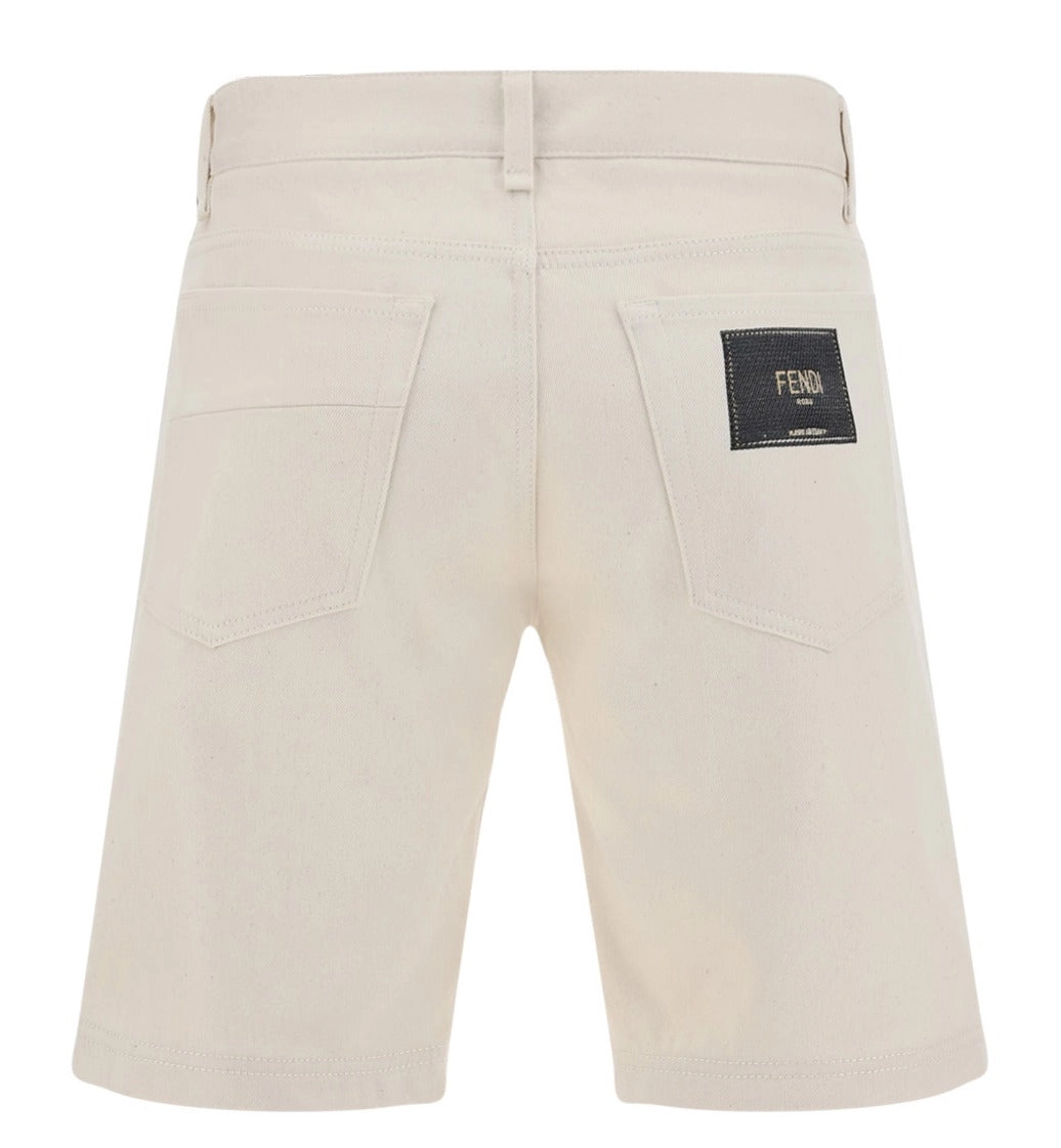 Fendi Logo Patch Bermuda Denim Shorts