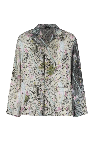Fendi Map Printed Long-Sleeved Shirt