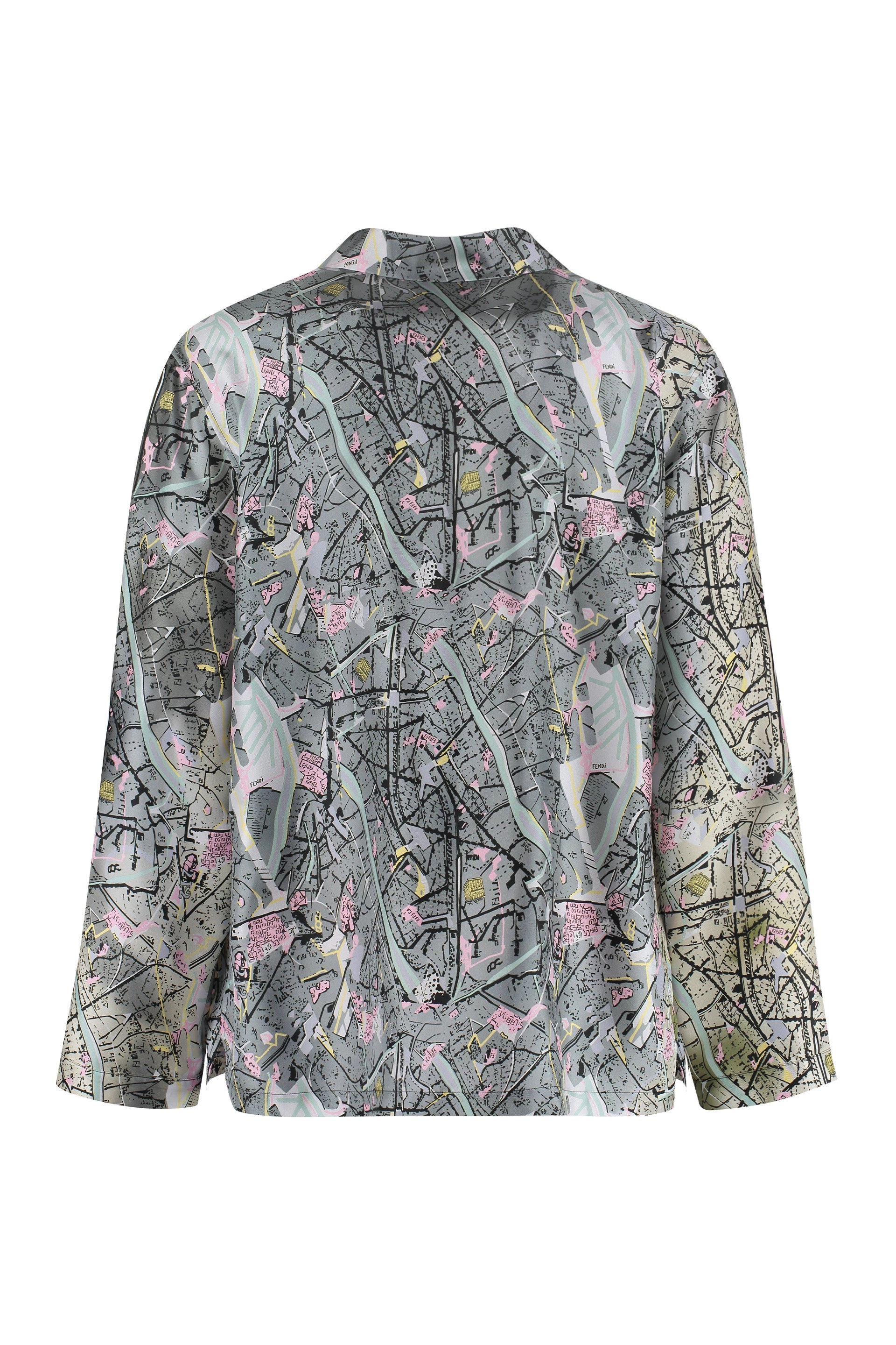 Fendi Map Printed Long-Sleeved Shirt