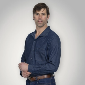 Fitted Chambray Button Up - Dark Wash