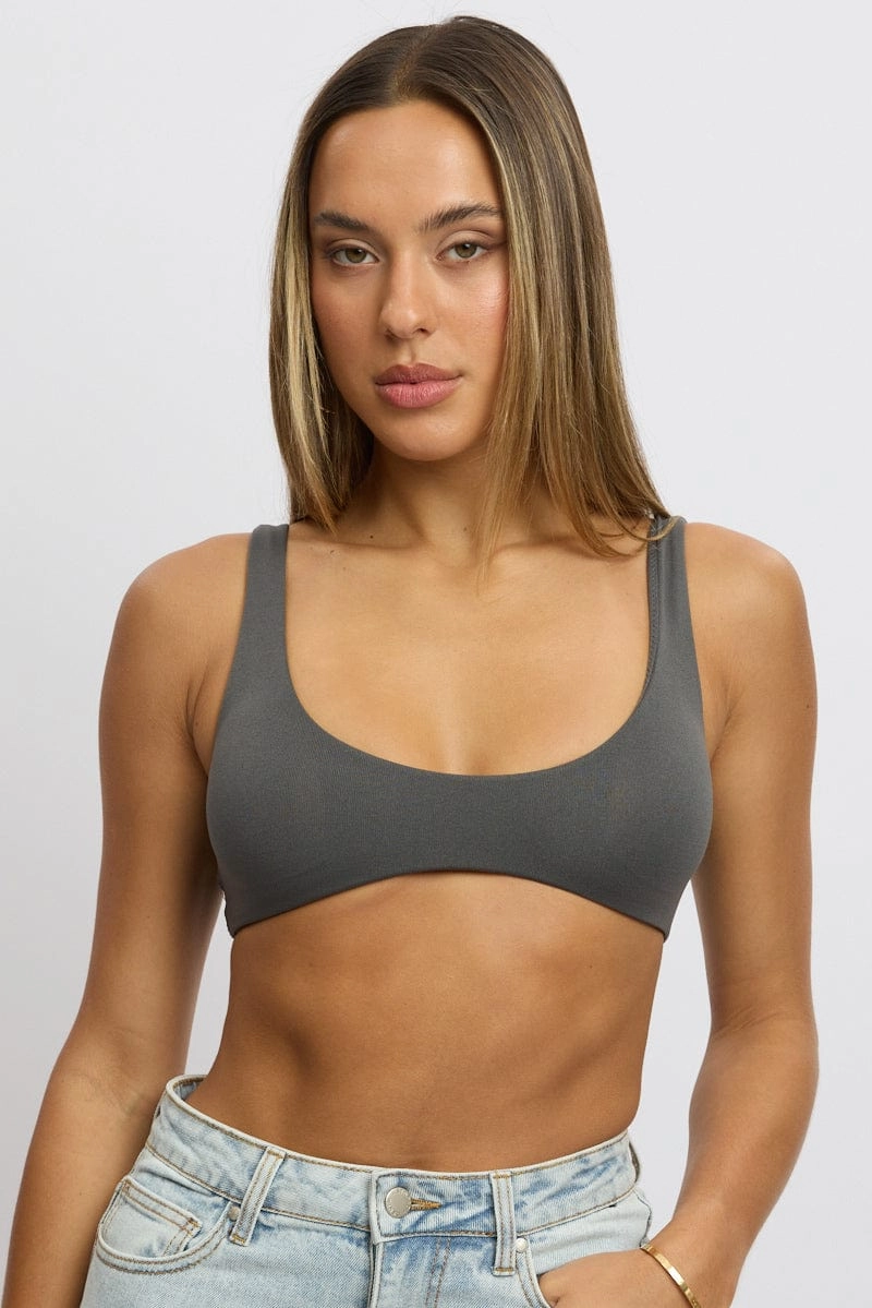 Grey Bralette Seamless Cropped