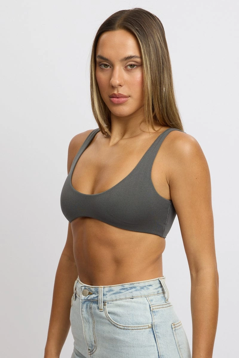 Grey Bralette Seamless Cropped