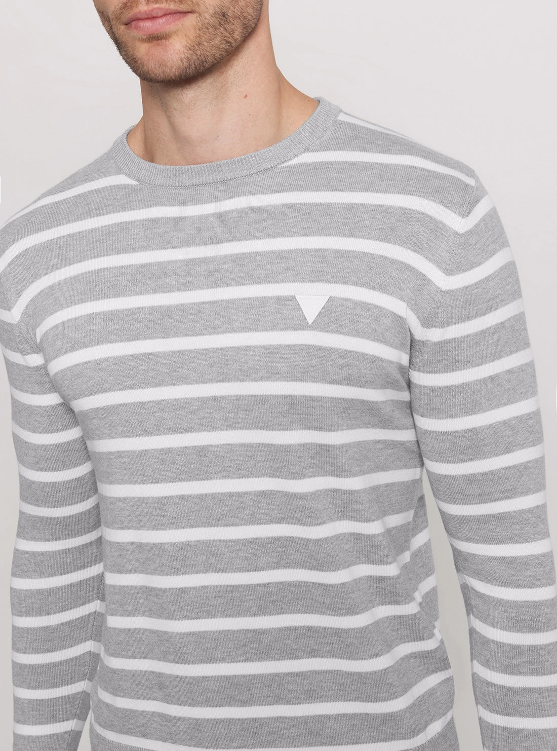 Grey Striped Long Sleeve Knit Top