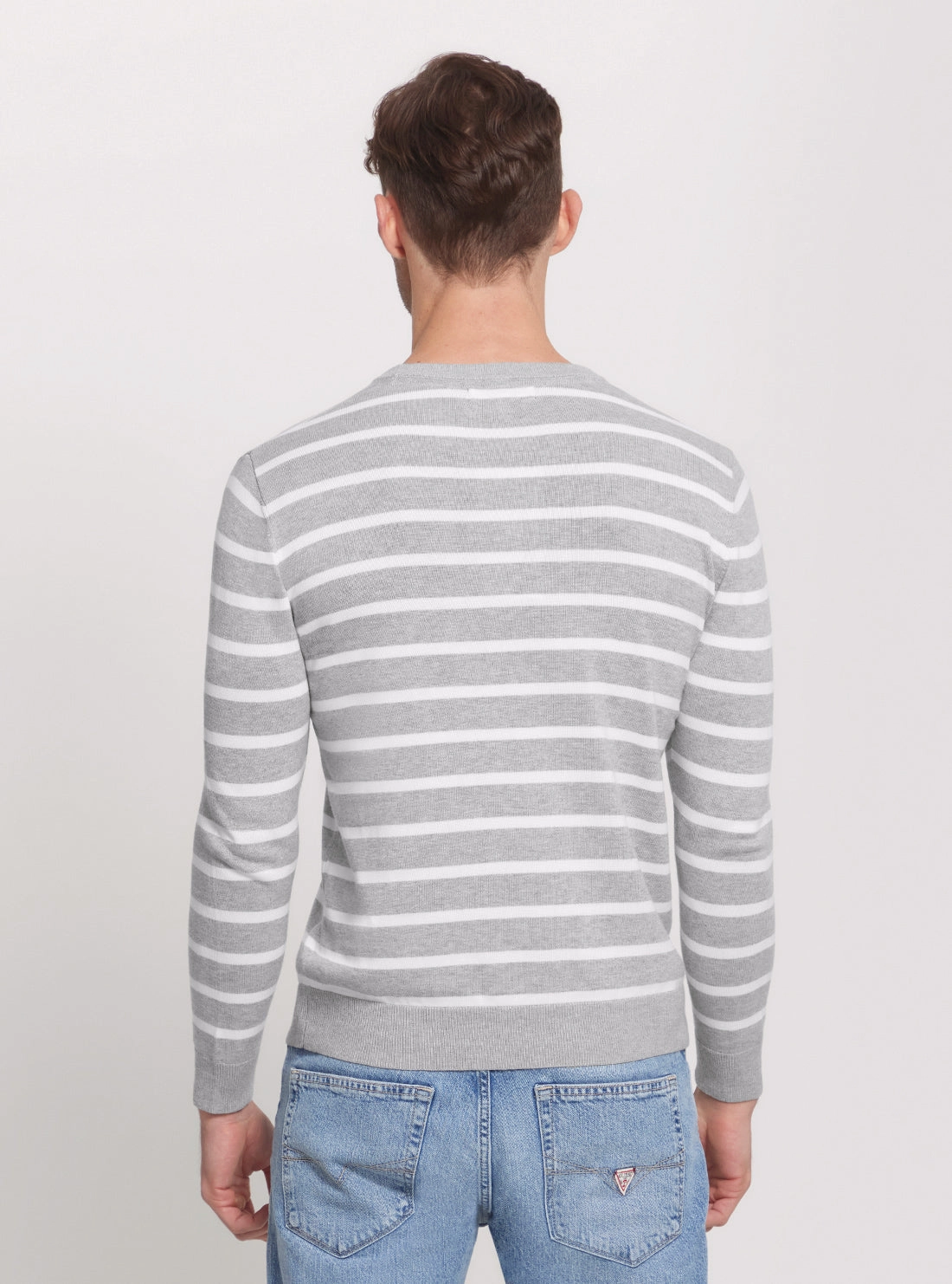 Grey Striped Long Sleeve Knit Top