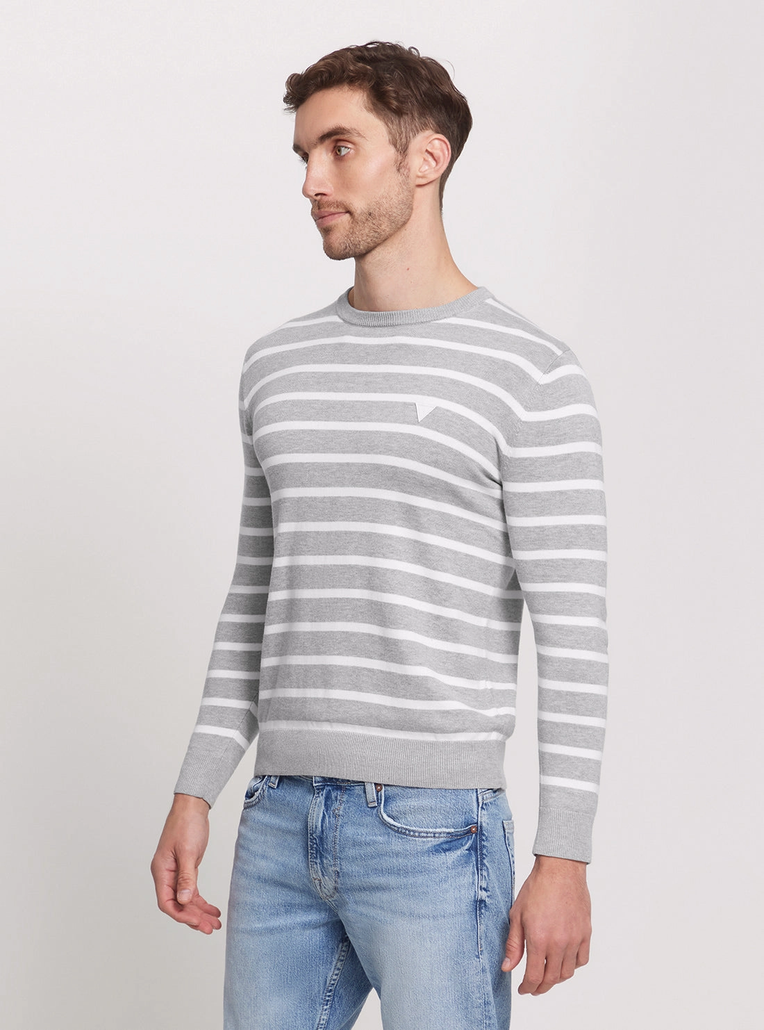 Grey Striped Long Sleeve Knit Top