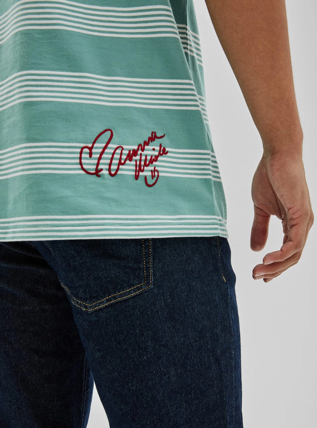 GUESS Originals x Anna Nicole Smith Green Domen Stripe T-Shirt