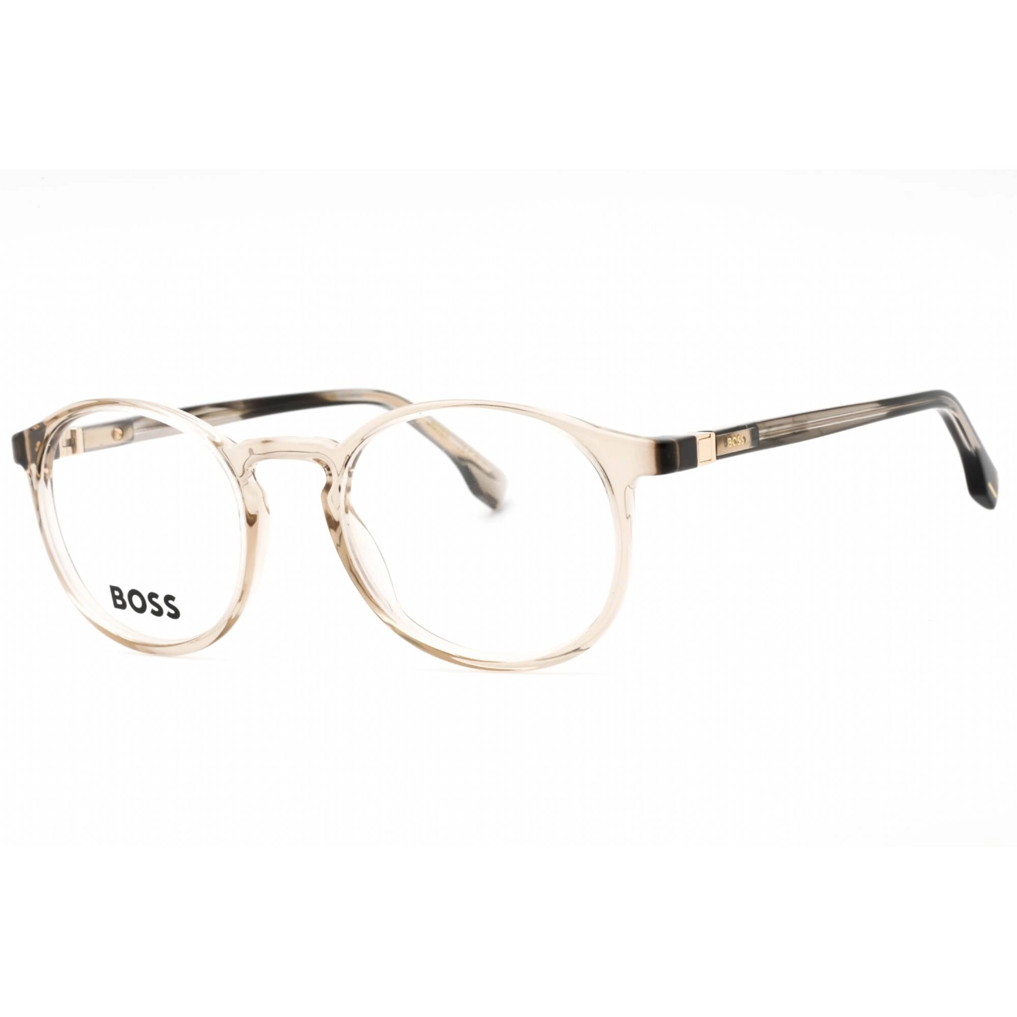 Hugo Boss Men's Eyeglasses - Beige Striped Brown Round Frame | BOSS 1572 0JC1 00