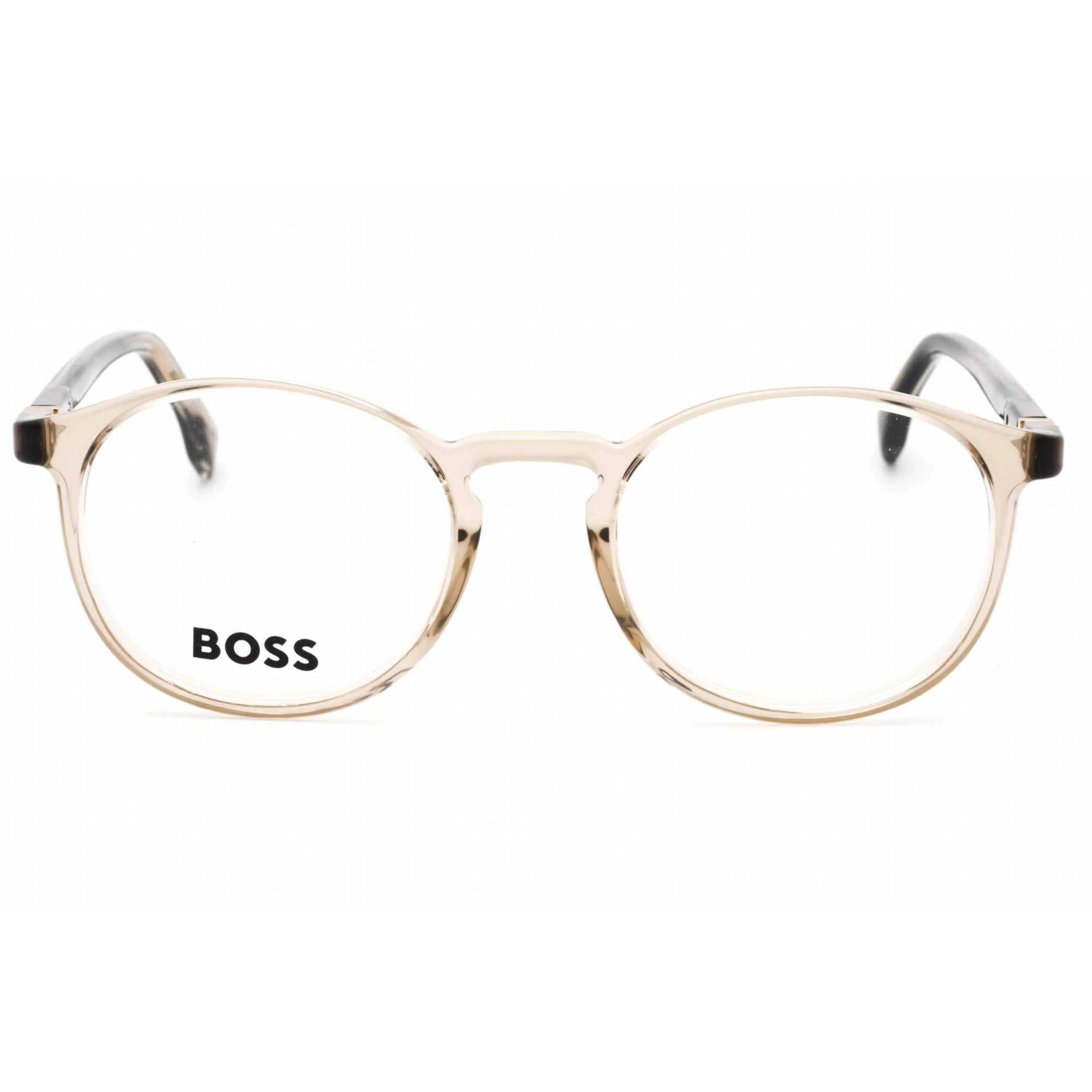 Hugo Boss Men's Eyeglasses - Beige Striped Brown Round Frame | BOSS 1572 0JC1 00