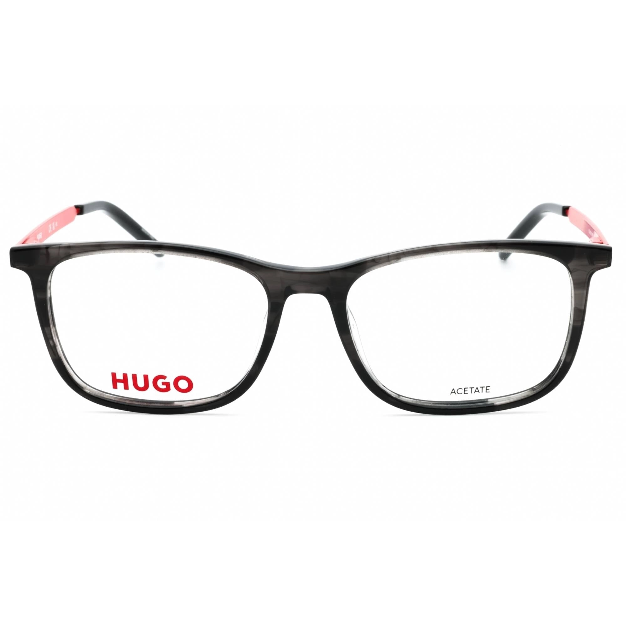 Hugo Men's Eyeglasses - Striped Grey Acetate/Metal Square Full Rim | HG 1018 0PZH 00