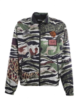 Just Cavalli Camouflage Print Zipped Jacket