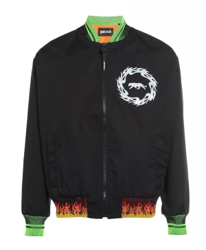 Just Cavalli Graphic Print Zipped Bomber Jacket