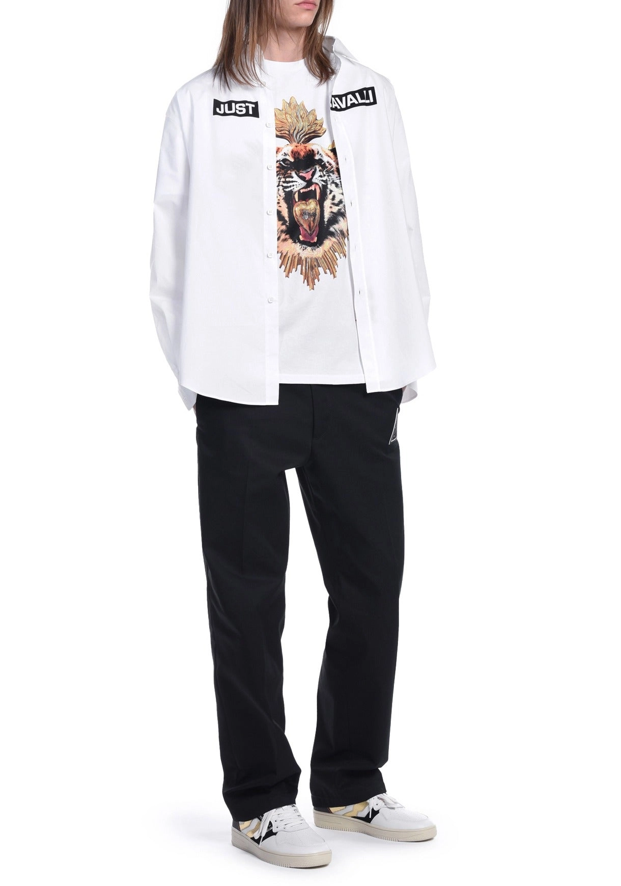 Just Cavalli Logo Printed Long-Sleeved Shirt