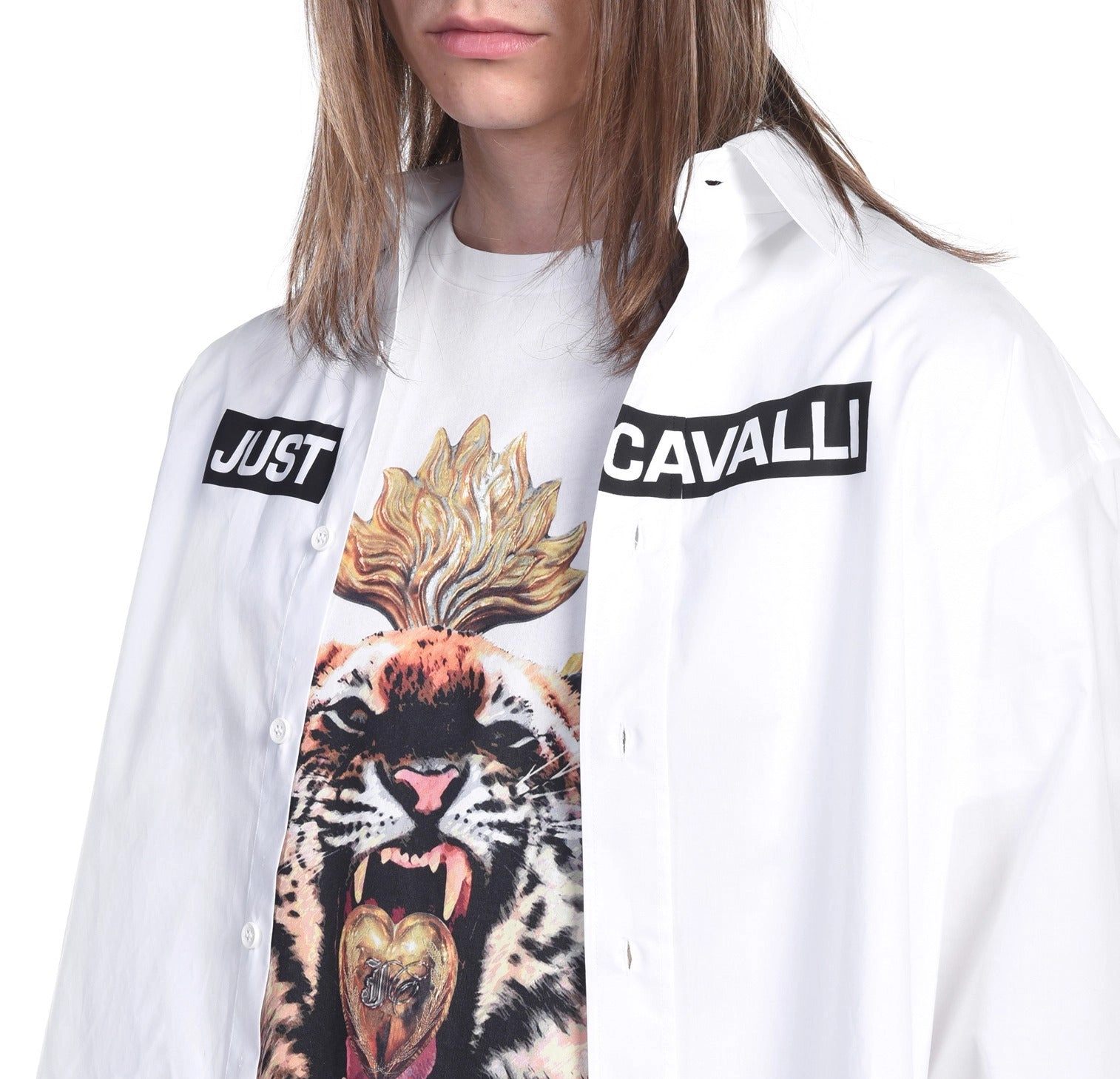 Just Cavalli Logo Printed Long-Sleeved Shirt