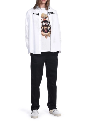 Just Cavalli Logo Printed Long-Sleeved Shirt
