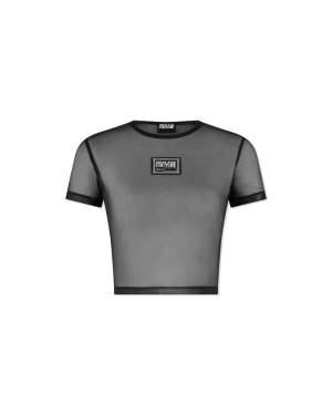 Logo Patch Mesh Cropped T-Shirt