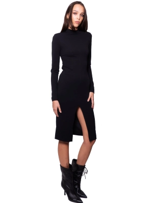 Longuette Dress with Open Back Black