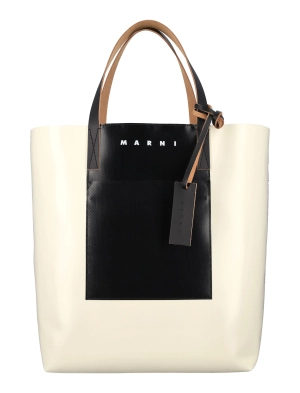 Marni Logo Printed Two-Tone Tote Bag