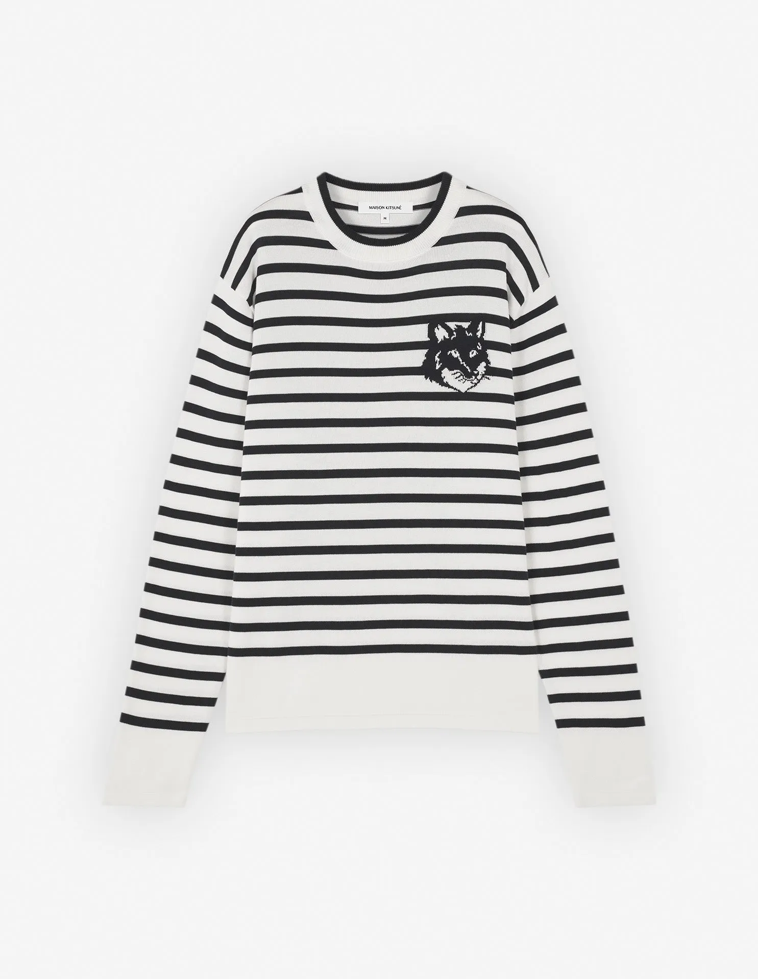 Men's Fox Head Intarsia Comfort Striped Jumper Deep Navy/off-white Stripes