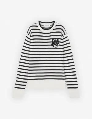 Men's Fox Head Intarsia Comfort Striped Jumper Deep Navy/off-white Stripes