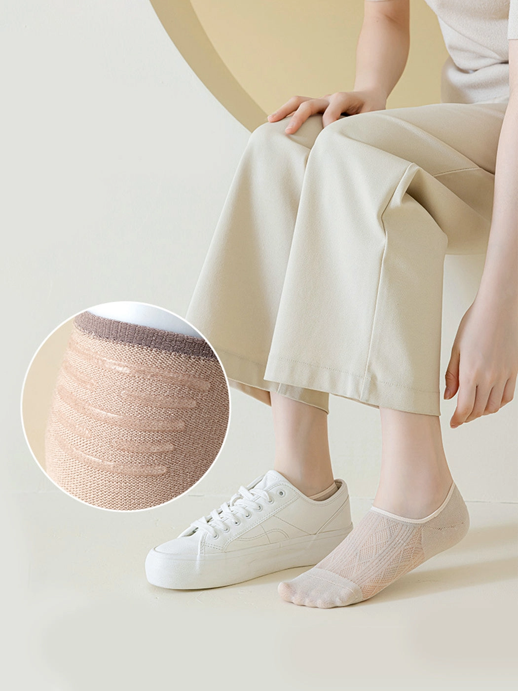 Modal Moisture-Wicking Antibacterial Cool Breathable Semi-No-Show Socks