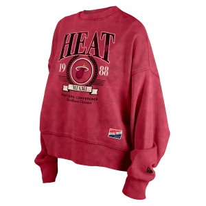 New Era Miami HEAT Red Women's Boxy Crewneck