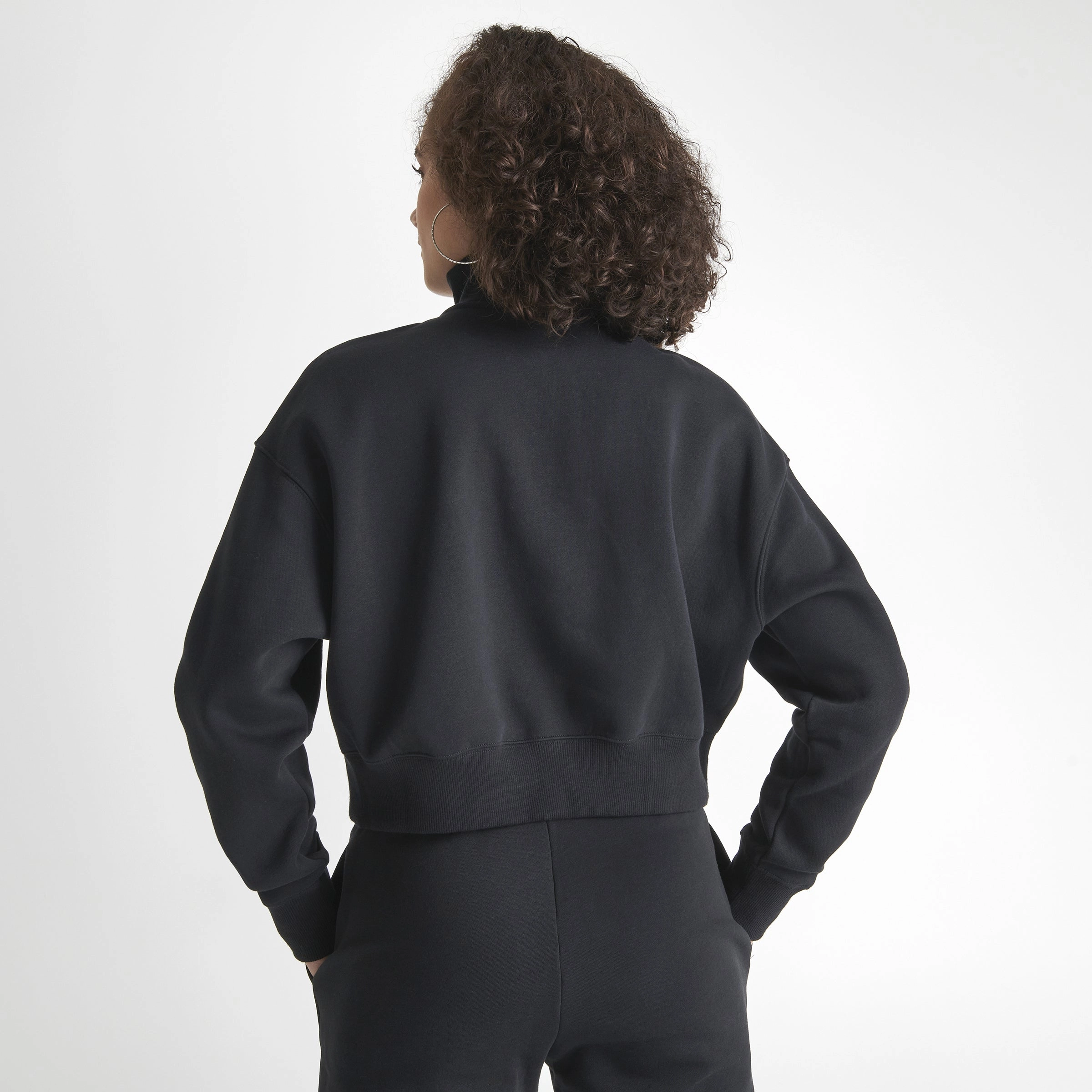 Nike Women's Sportswear Phoenix Fleece Quarter Zip Crop Sweatshirt Black / Sail