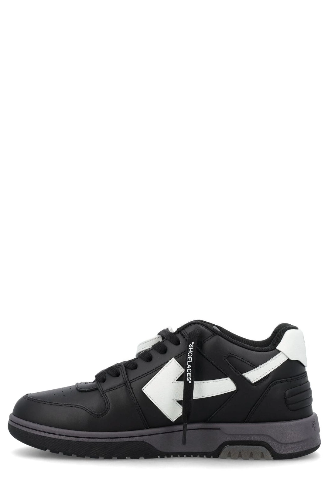 Off-White Round Toe Lace-Up Sneakers