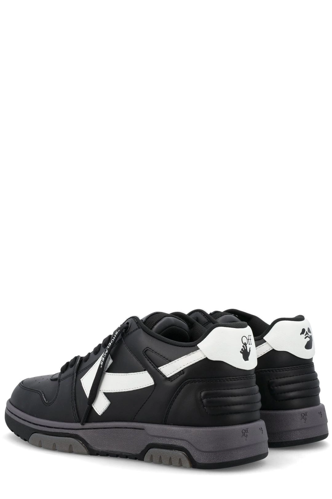 Off-White Round Toe Lace-Up Sneakers