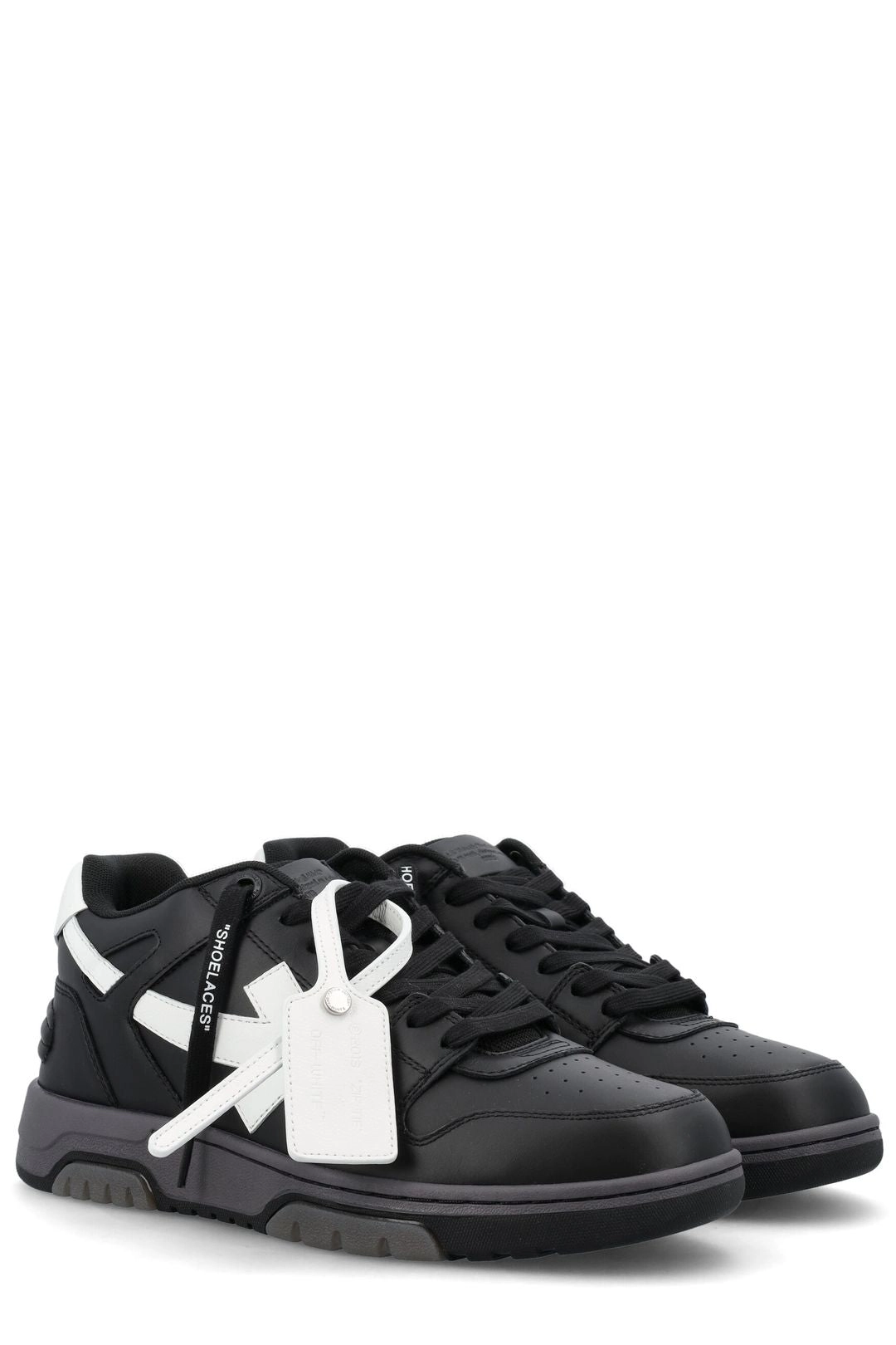 Off-White Round Toe Lace-Up Sneakers