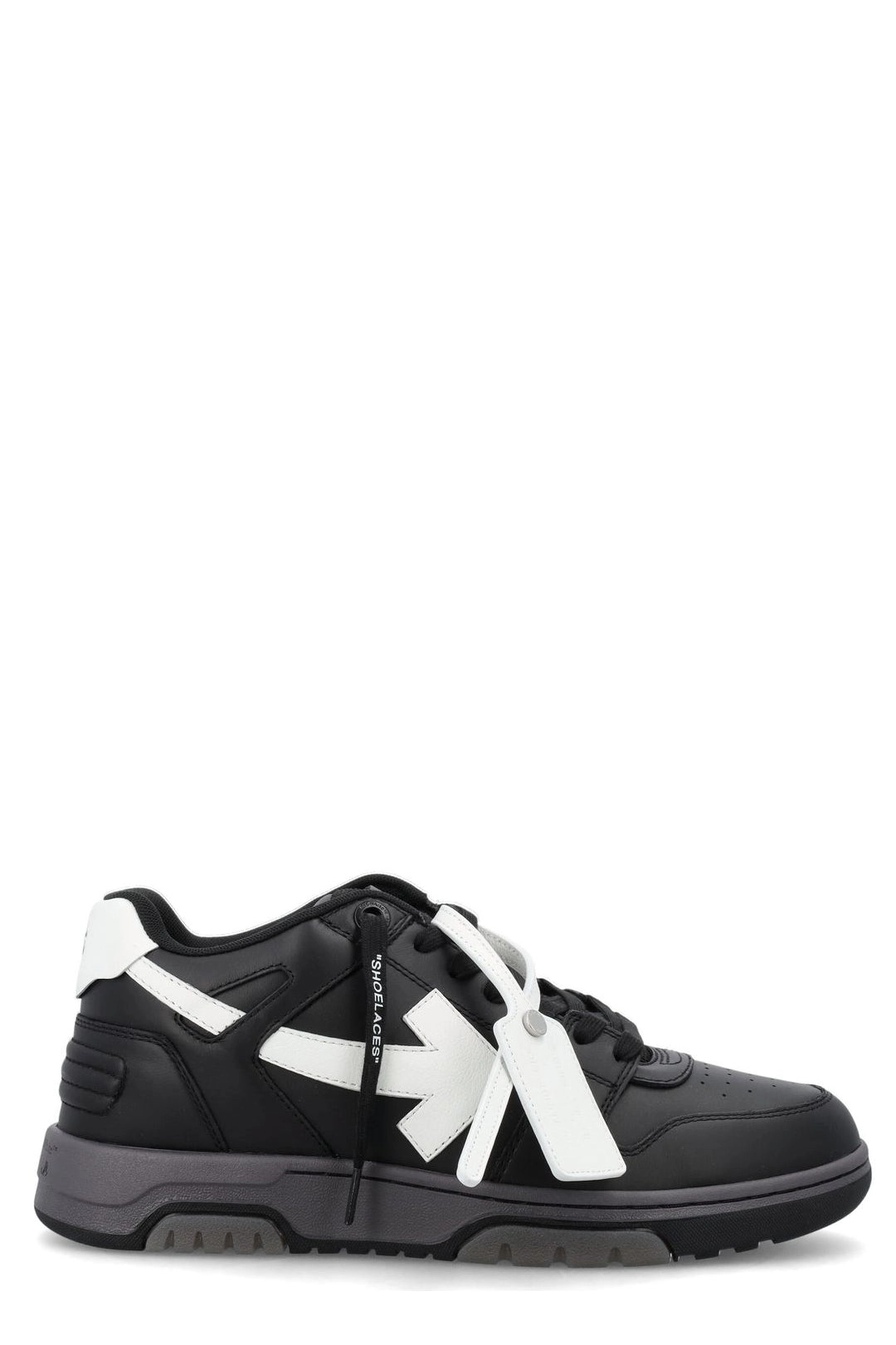 Off-White Round Toe Lace-Up Sneakers