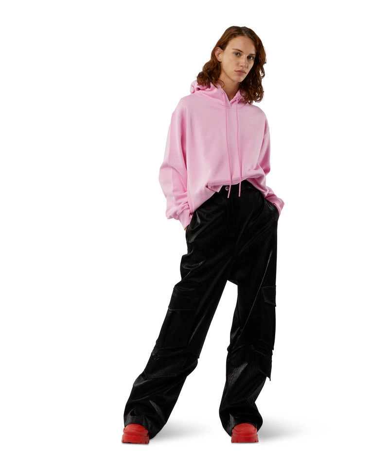 Oversized sweatshirt with a maxi logo print on the hood PINK