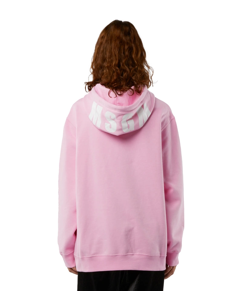 Oversized sweatshirt with a maxi logo print on the hood PINK