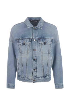 Palm Angels Long Sleeved Logo Printed Denim Jacket
