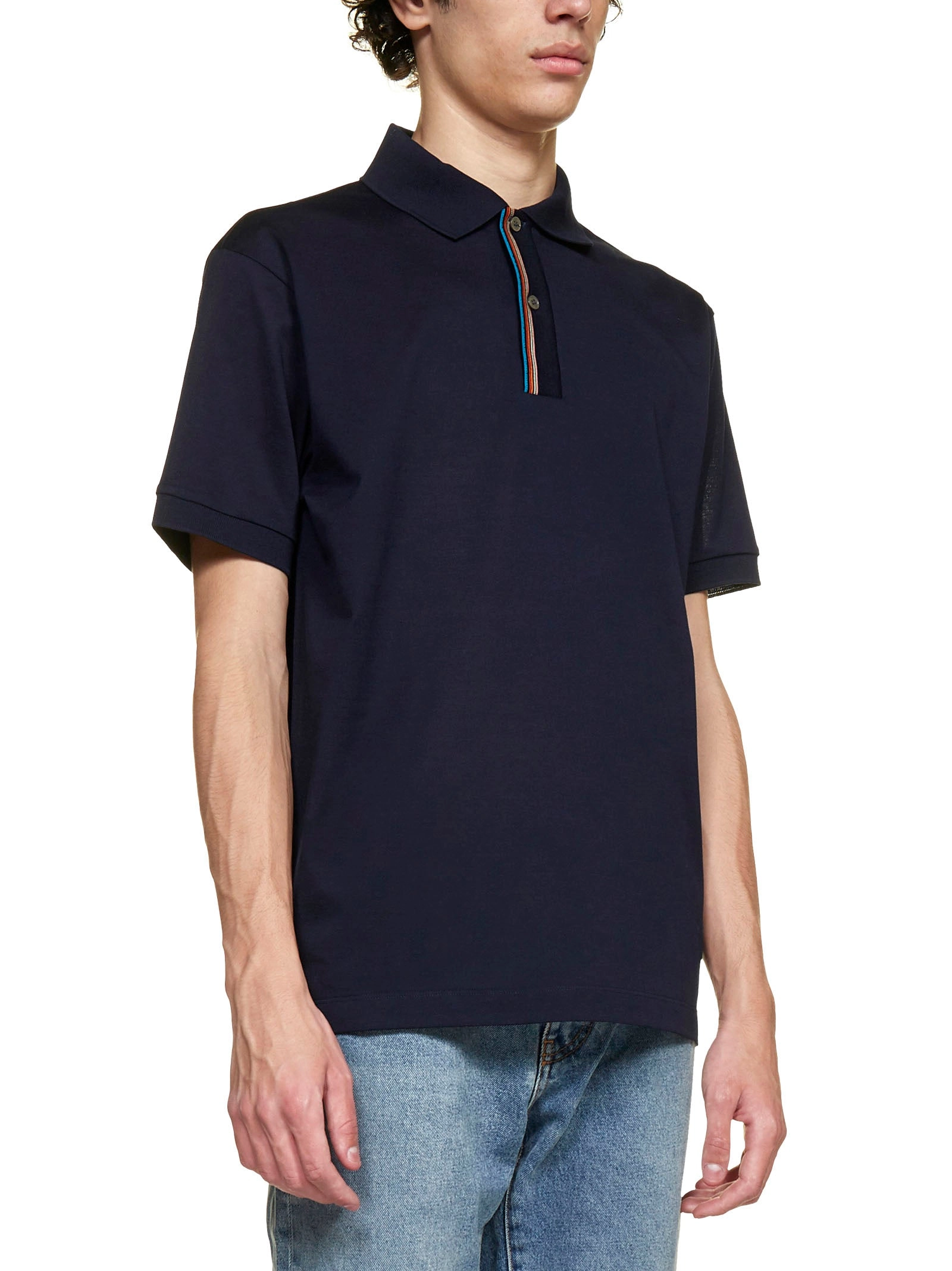 Paul Smith Short-Sleeved Striped Trim Polo Shirt