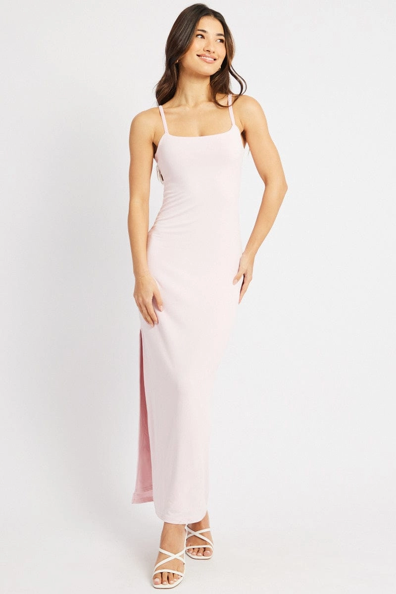 Pink Bodycon Dress Maxi Supersoft